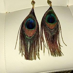 GOLD PLATED NATURAL PEACOCK FEATHER PYRITE GEMSTON